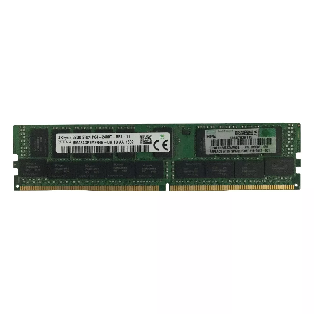 Hpe 32gb (1*32gb) 2rx4 pc4-19200t-r ddr4-2400mhz rdimm 805351-b21