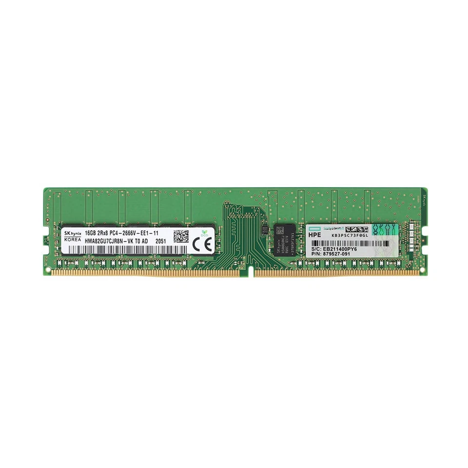 Hpe 16gb (1*16gb) 2rx8 pc4-21300v-e ddr4-2666mhz ecc udimm 879507-b21