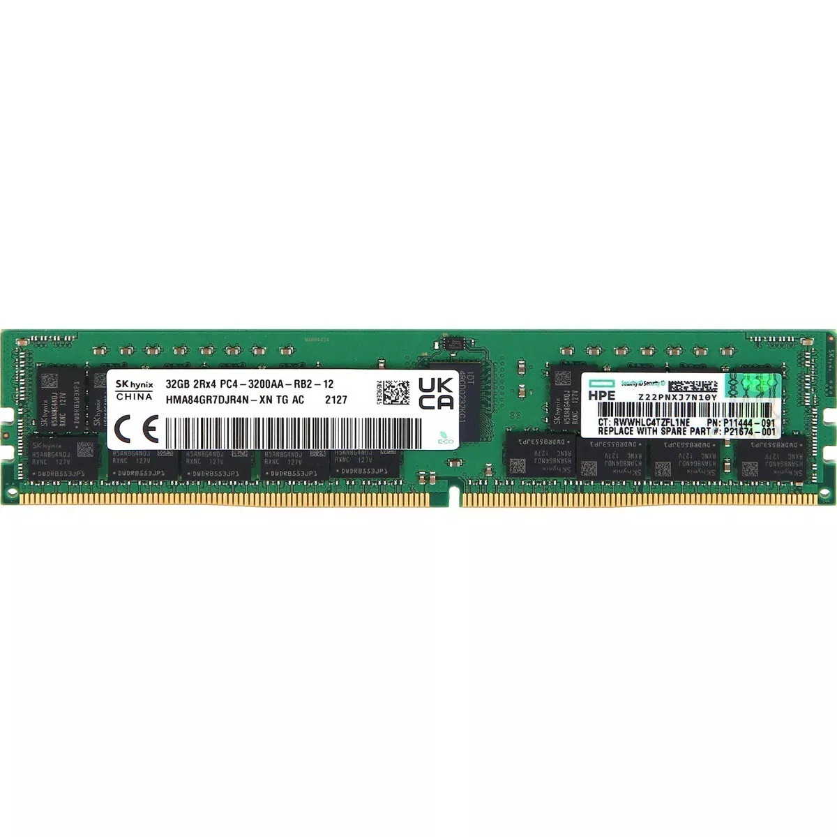 Hpe 32gb (1*32gb) 2rx4 pc4-25600aa-r ddr4-3200mhz rdimm p06033-b21