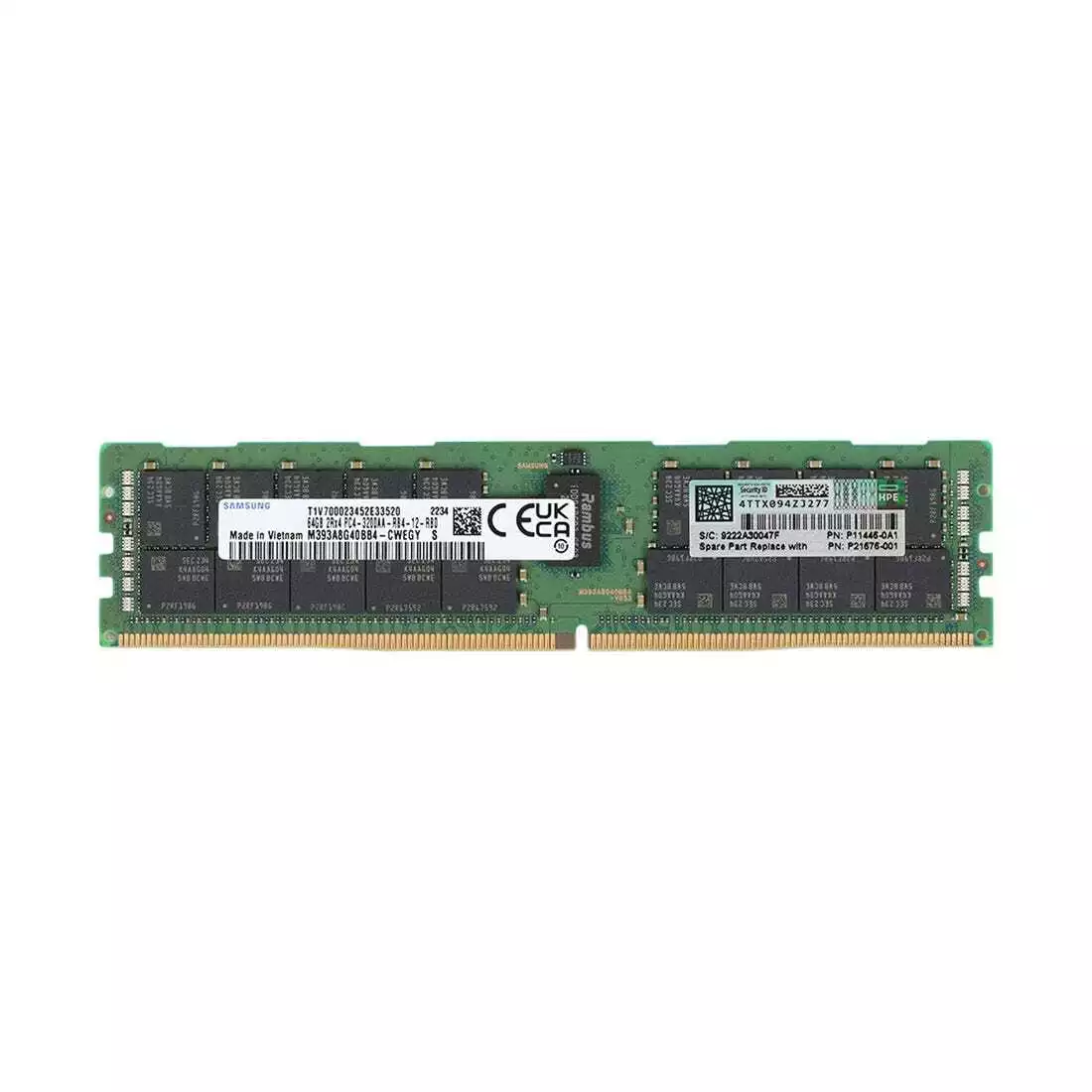 P06035-b21 Hpe 64gb (1*64gb) 2rx4 pc4-25600aa-r ddr4-3200mhz rdimm
